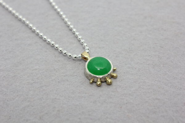 Collier met aventurijn in zilver en goud