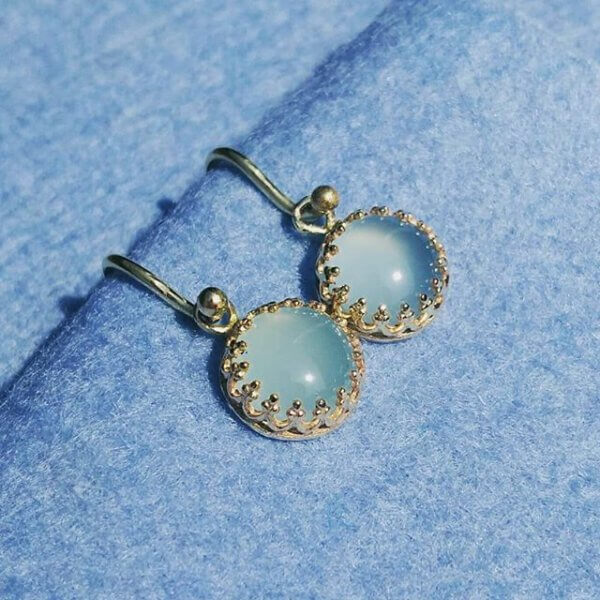 Oorbellen chalcedoon in 14ct goud