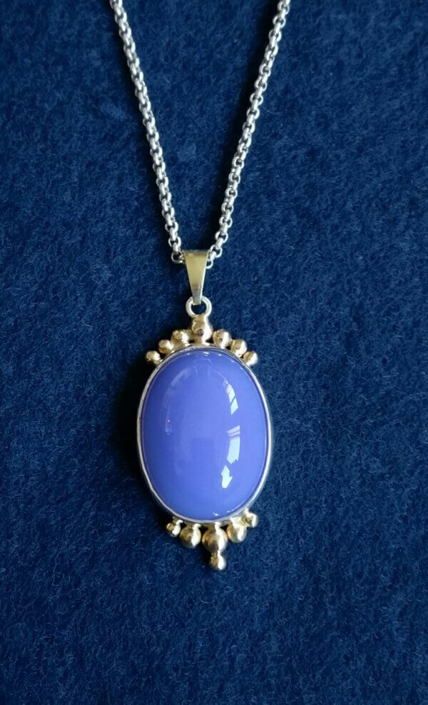 Collier chalcedoon in zilver en goud