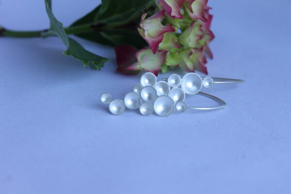 Bubble oorbellen in zilver