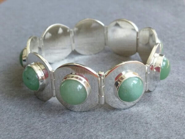 Zilveren schakel armband met aventurijn