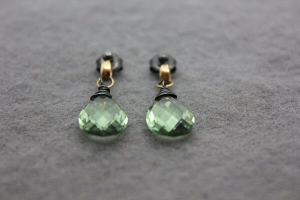 Groene amethist in zilver en goud