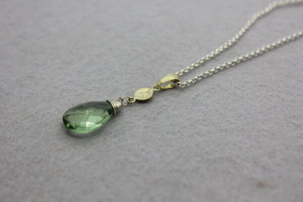 Groene amethist in zilver en goud - Afbeelding 4