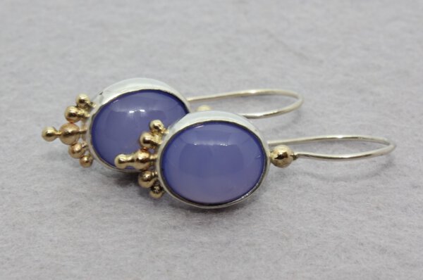 Oorhangers chaledoon in zilver en oud
