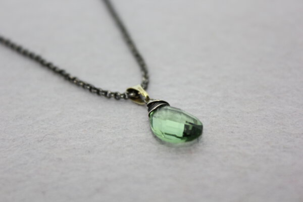 Groene amethist in zilver en goud - Afbeelding 3