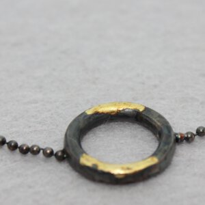 geoxideerd zilveren armband met gouden details