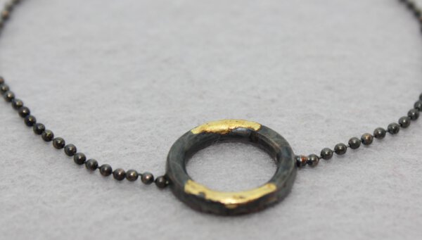 geoxideerd zilveren armband met gouden details
