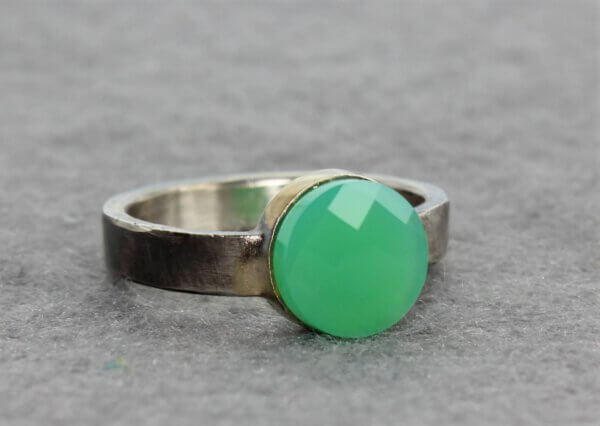 geoxideerd zilveren ring met checkerboard geslepen aventurijn