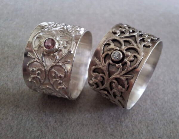 Barokke ring in zilver met sky blue topaas - Afbeelding 2